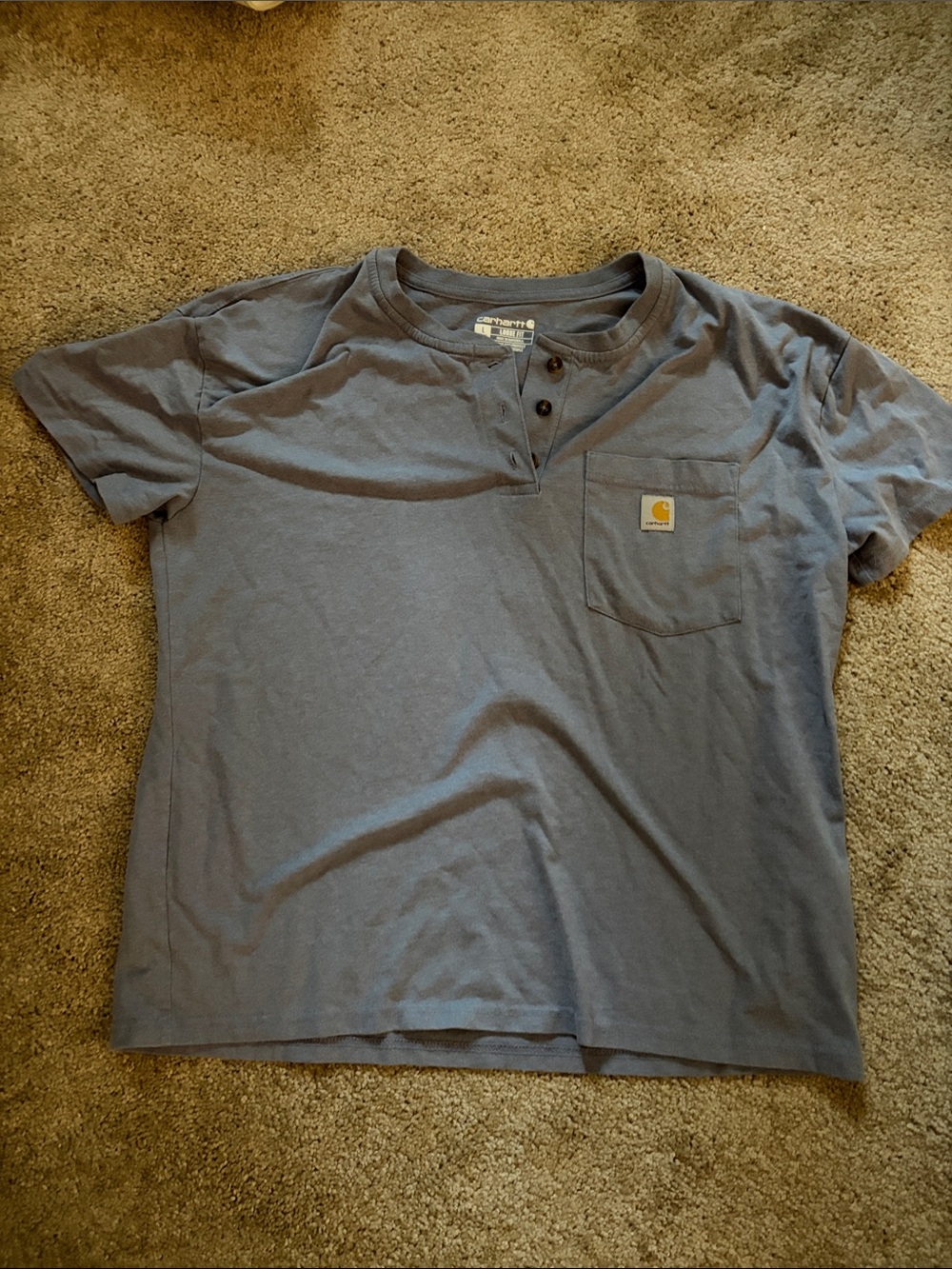 Carhartt Women’s Slate Blue/purple Henley Pocket Short Sleeve Tee